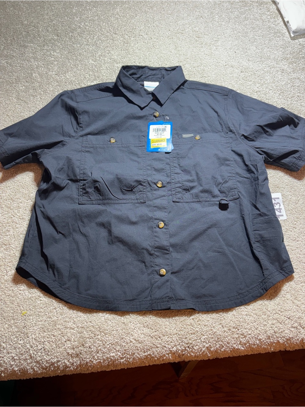 Columbia Womens Sz Med Black Brea Falls Woven Short Sleeve Fishing Button Shirt